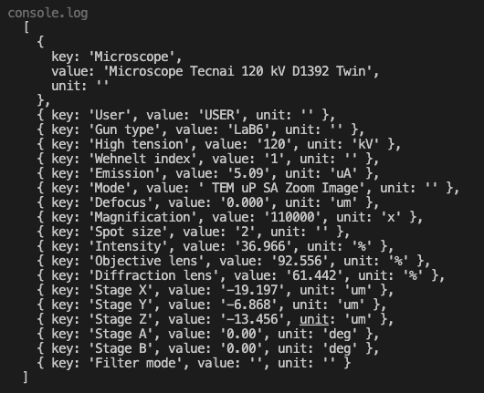 Parsed extra data